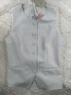 NWT Joie White Pinstripe Sleeveless Vest